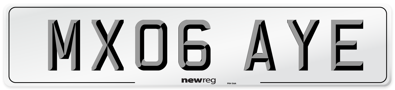MX06 AYE Number Plate from New Reg